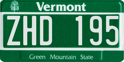 VT license plate ZHD195