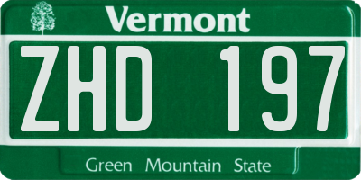 VT license plate ZHD197
