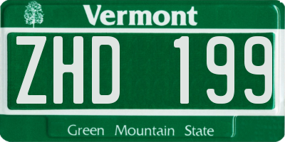 VT license plate ZHD199