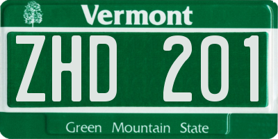 VT license plate ZHD201