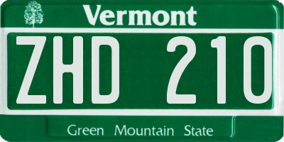 VT license plate ZHD210