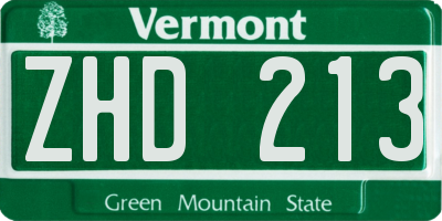 VT license plate ZHD213