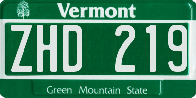 VT license plate ZHD219
