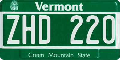 VT license plate ZHD220