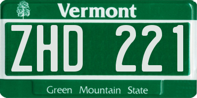 VT license plate ZHD221