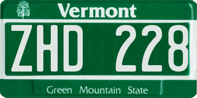 VT license plate ZHD228