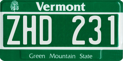 VT license plate ZHD231
