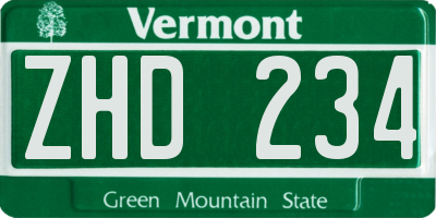 VT license plate ZHD234