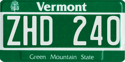 VT license plate ZHD240