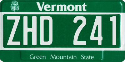 VT license plate ZHD241