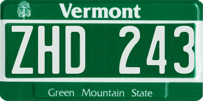 VT license plate ZHD243