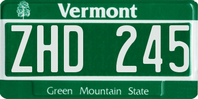 VT license plate ZHD245
