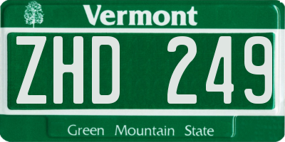 VT license plate ZHD249