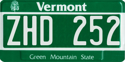 VT license plate ZHD252