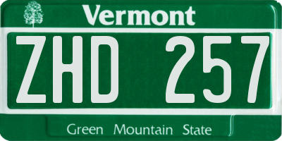 VT license plate ZHD257