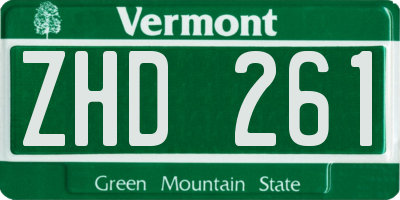 VT license plate ZHD261