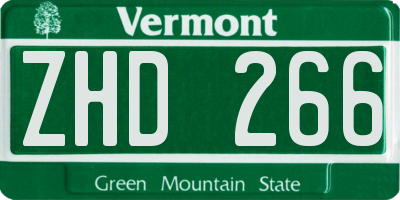 VT license plate ZHD266