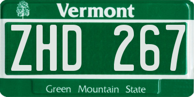 VT license plate ZHD267