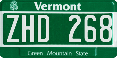 VT license plate ZHD268