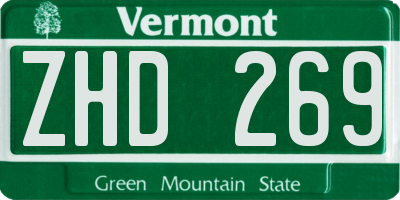 VT license plate ZHD269