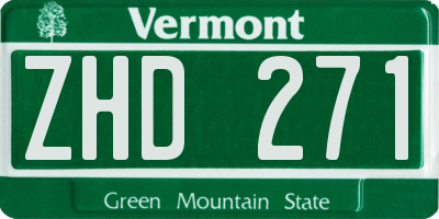 VT license plate ZHD271