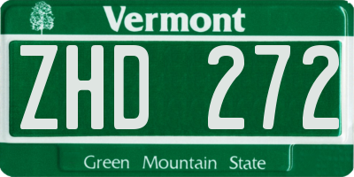 VT license plate ZHD272