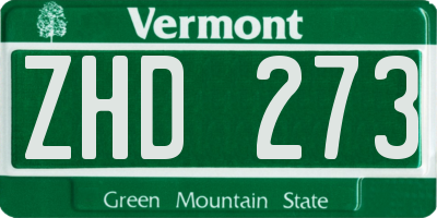 VT license plate ZHD273