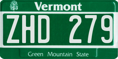 VT license plate ZHD279