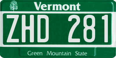 VT license plate ZHD281