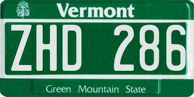 VT license plate ZHD286