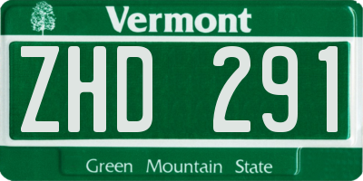 VT license plate ZHD291