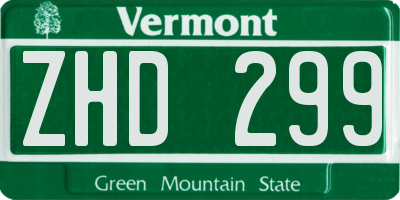 VT license plate ZHD299