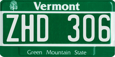 VT license plate ZHD306