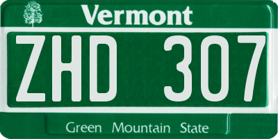 VT license plate ZHD307
