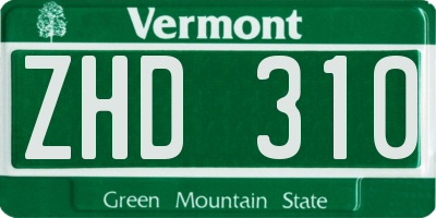 VT license plate ZHD310