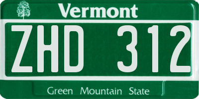 VT license plate ZHD312