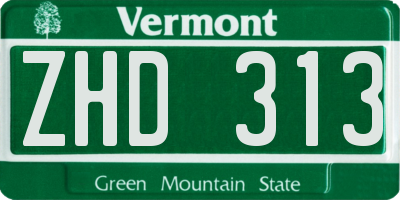 VT license plate ZHD313