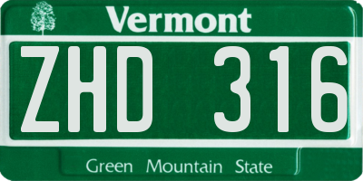 VT license plate ZHD316