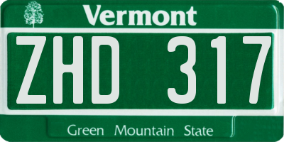 VT license plate ZHD317