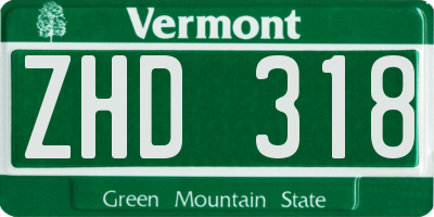 VT license plate ZHD318