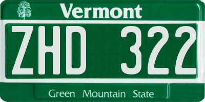VT license plate ZHD322