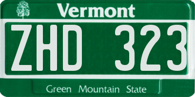 VT license plate ZHD323