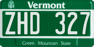 VT license plate ZHD327