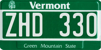 VT license plate ZHD330