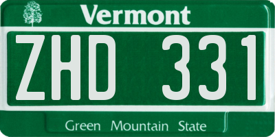 VT license plate ZHD331