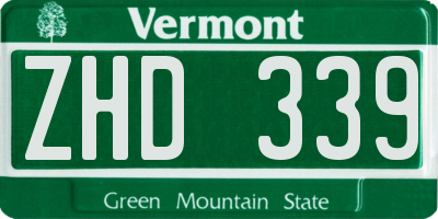 VT license plate ZHD339