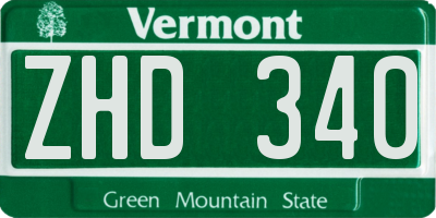 VT license plate ZHD340