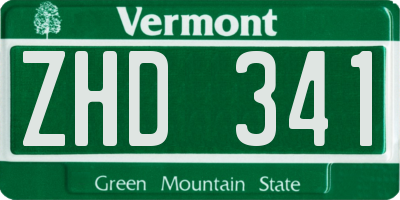 VT license plate ZHD341