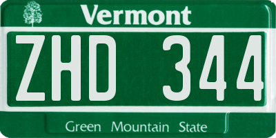 VT license plate ZHD344