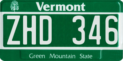 VT license plate ZHD346